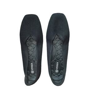 Vivaia Margot Square Toe Ribbed V-Cut Woven Flats in Black Size 41 / 9.5